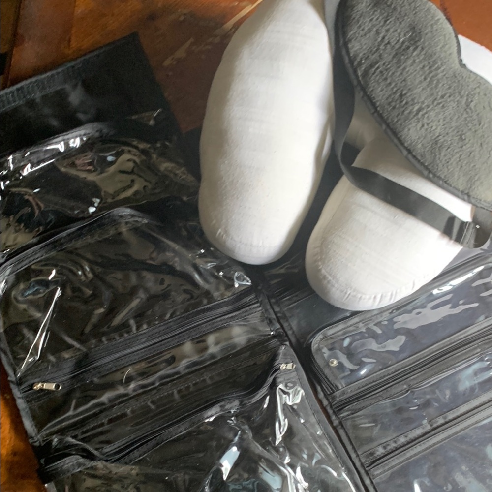 Black and White Travel  bags and neck pillow eye mask Comfort Set